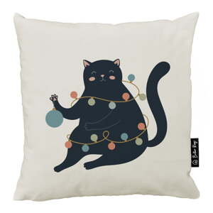 Obliečka na vankúš s vianočným motívom 45x45 cm Festive Cat – Butter Kings