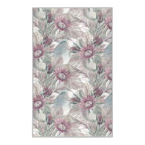 Fialový/sivý prateľný koberec 80x150 cm Dusty Flowers – Mila Home