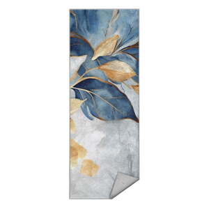 Modrý/v zlatej farbe prateľný behúň 80x200 cm Golden Leaves – Mila Home