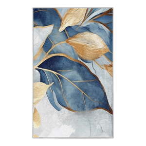 Modrý/v zlatej farbe prateľný koberec 80x150 cm Golden Leaves – Mila Home