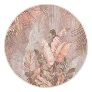 Svetloružový prateľný okrúhly koberec ø 120 cm Dusty Leaves – Mila Home