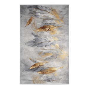 Sivý/v zlatej farbe prateľný koberec 160x230 cm Golden Feathers – Mila Home