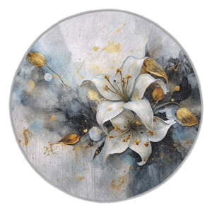 Modrý/sivý prateľný okrúhly koberec ø 120 cm Golden Lilly – Mila Home