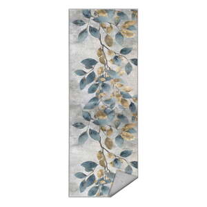Svetlomodrý/v zlatej farbe prateľný behúň 80x200 cm Golden Leaves – Mila Home