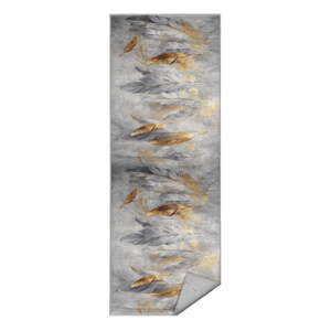 Sivý/v zlatej farbe prateľný behúň 80x200 cm Golden Feathers – Mila Home