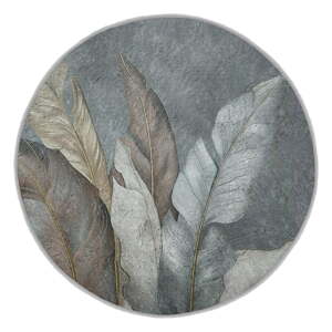 Zelený/sivý prateľný okrúhly koberec ø 120 cm Dusty Leaves – Mila Home