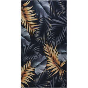 Tmavomodrý/v zlatej farbe prateľný koberec 80x150 cm Midnight Leaves – Vitaus
