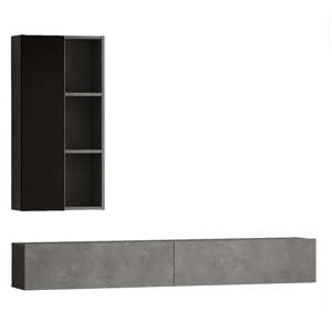 Čierny/sivý TV stolík v dekore betónu 175x25x27 cm – Kalune Design