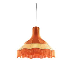Oranžové závesné svietidlo s textilným tienidlom ø 50 cm Mizia – Light & Living