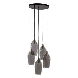 Tmavosivé/v bronzovej farbe závesné svietidlo so skleneným tienidlom ø 45 cm Lukaro – Light & Living