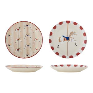 Krémovobiele dezertné kameninové taniere v súprave 2 ks s vianočným motívom ø 16 cm Merry-go-round – Bloomingville