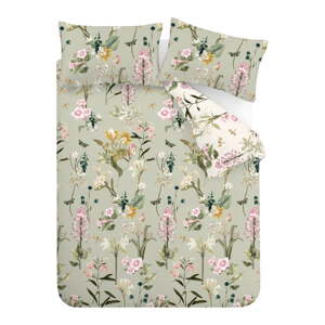 Svetlozelené bavlnené obliečky na dvojlôžko/predĺžené 230x220 cm Exotic Floral – RHS