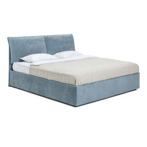Modrá čalúnená dvojlôžková posteľ s úložným priestorom s roštom 180x200 cm Thessa Pillow – Bonami Selection