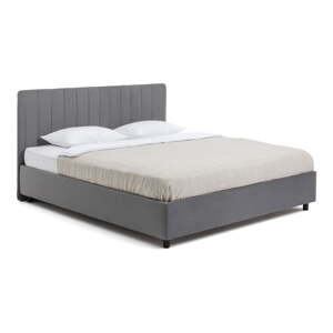 Sivá čalúnená dvojlôžková posteľ s úložným priestorom s roštom 180x200 cm Myra Slim Line – Bonami Selection