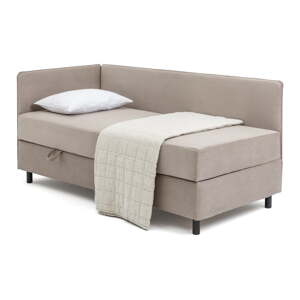 Čalúnená jednolôžková posteľ taupe s úložným priestorom s matracom 90x200 cm Avela – Bonami Selection