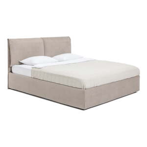 Čalúnená dvojlôžková posteľ taupe s úložným priestorom s roštom 160x200 cm Thessa Pillow – Bonami Selection