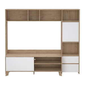 Biela/v prírodnej farbe TV zostava v dekore duba 209x183x48 cm Next – Tvilum