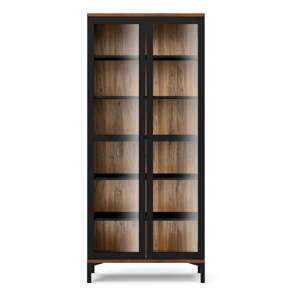 Čierna/v prírodnej farbe vitrína v dekore orecha 89x203x36 cm Roomers – Tvilum