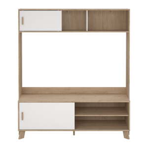 Biela/v prírodnej farbe TV zostava v dekore duba 159x181x48 cm Ikast – Tvilum