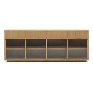 Vitrína v dekore duba s posuvnými dverami v prírodnej farbe 200x80x40 cm Helvine – Kave Home