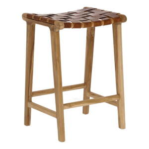 Kožená barová stolička v prírodnej farbe (výška sedadla 67 cm) Calixta – Kave Home