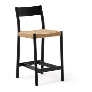 Čierna/v prírodnej farbe barová stolička z dubového dreva (výška sedadla 65 cm) Yalia – Kave Home