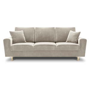 Béžová zamatová rozkladacia/s úložným priestorom pohovka 235 cm Kyoto – Cosmopolitan Design