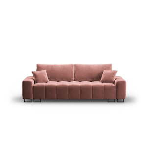 Ružová zamatová rozkladacia/s úložným priestorom pohovka 250 cm Wicklow – Cosmopolitan Design