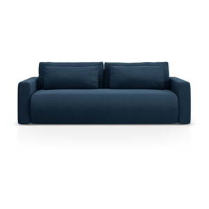 Tmavomodrá zamatová rozkladacia/s úložným priestorom pohovka 238 cm Belfast – Cosmopolitan Design
