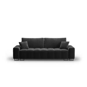 Tmavosivá zamatová rozkladacia/s úložným priestorom pohovka 250 cm Wicklow – Cosmopolitan Design