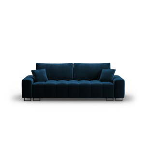 Modrá zamatová rozkladacia/s úložným priestorom pohovka 250 cm Wicklow – Cosmopolitan Design