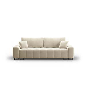 Béžová zamatová rozkladacia/s úložným priestorom pohovka 250 cm Wicklow – Cosmopolitan Design
