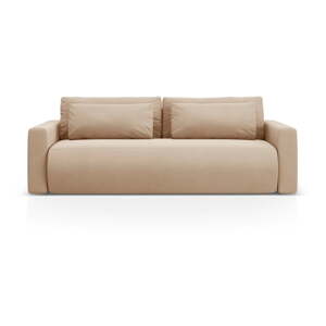 Svetlohnedá zamatová rozkladacia/s úložným priestorom pohovka 238 cm Belfast – Cosmopolitan Design