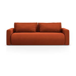 Zamatová rozkladacia/s úložným priestorom pohovka v tehlovej farbe 238 cm Belfast – Cosmopolitan Design