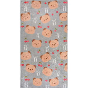 Sivý/hnedý prateľný detský koberec 60x100 cm Cute Teddies – Vitaus