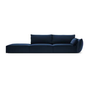Tmavomodrá zamatová pohovka pravý roh 264 cm Vanda – Mazzini Sofas