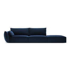 Tmavomodrá zamatová pohovka ľavý roh 264 cm Vanda – Mazzini Sofas