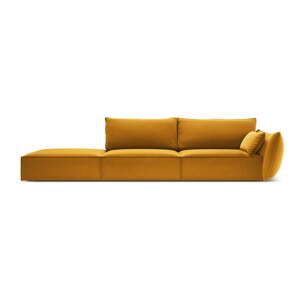 Zamatová pohovka v horčicovej farbe pravý roh 264 cm Vanda – Mazzini Sofas