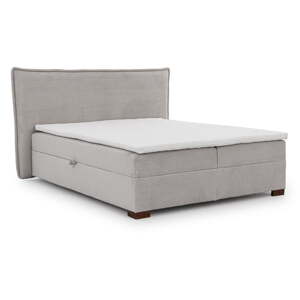 Svetlosivá boxspring posteľ s úložným priestorom 140x200 cm Lysa – Ropez