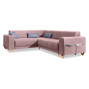 Ružová rozkladacia/s úložným priestorom rohová pohovka (ľavý roh/do L) Classy Sophie – Miuform