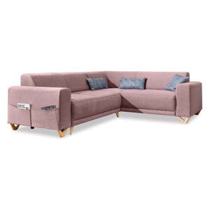 Ružová rozkladacia/s úložným priestorom rohová pohovka (pravý roh/do L) Classy Sophie – Miuform