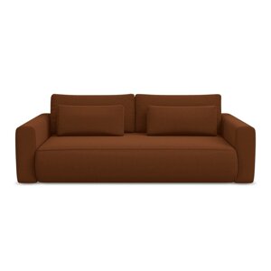 Terakotová zamatová rozkladacia/s úložným priestorom pohovka 238 cm Kapua – Makamii